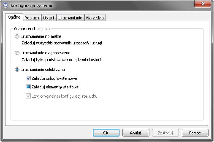 Uruchamianie msconfig z wiersza poleceń